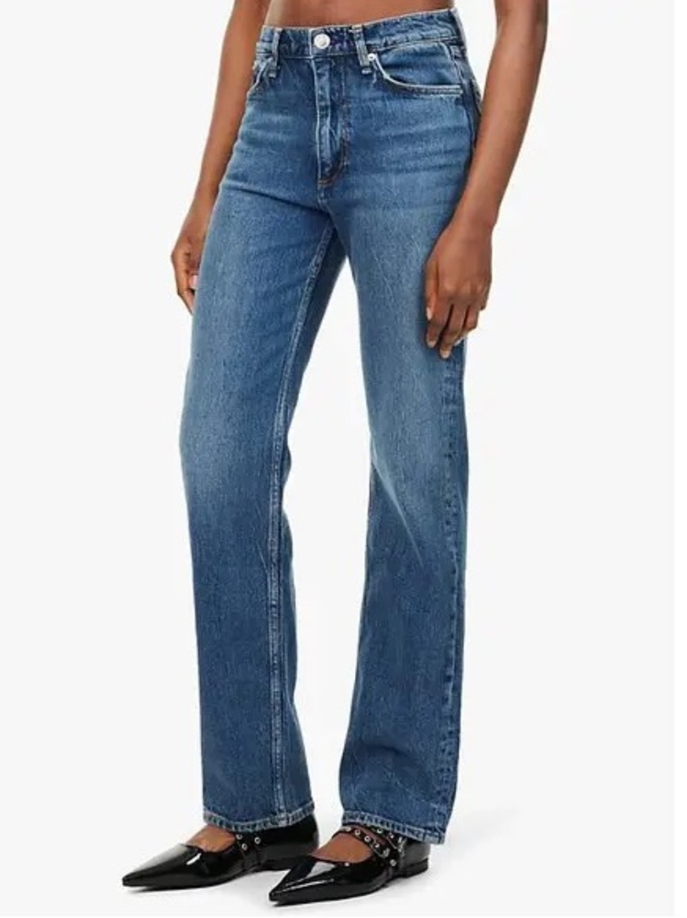 Rag & Bone Harlow Straight Leg Jeans Kendra Wash Mid Rise Stretch Denim